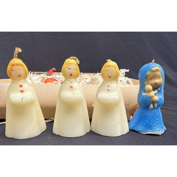 Vintage Christmas CANDLE LOT GURLEY TAVERN Mushroom FIGURE Cute! In Box 6C - Picture 4 of 12